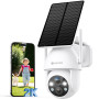 YESYAMO 2K Camera Surveillance WiFi Exterieure sans Fil Solaire, 2.4GHz Camera Exterieur Solaire avec Panneau Solaire, 360° PTZ,