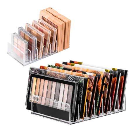 HingtTraum Lot de 2 organiseurs de fards à paupières – Organisateur maquillage transparent avec 7 compartiments – 2 tailles pour