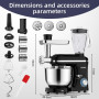 Homlee 3 en 1Robot Pâtissier 2000W Robot Patissier Multifonctions, avec Hachoir à Viande 1,5L Électrique de Jus,5.5L Bol Mélang