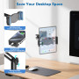 KDD Support Tablette Mural avec Bras Extensible Réglable, Support Mural pour iPad Pivotant à 360° avec Base Métallique, Compatib