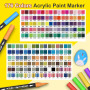 Lyuvie 176 Couleurs Feutre Acrylique,88 Pcs Acrylic Paint Marker Marqueur Peinture Acrylique Pointe Brush pour Roche Tissu Pierr