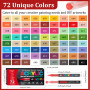 Gelanty Feutre Acrylique, 72 couleurs Acrylic Paint Marker avec embout pinceau flexible, liquide direct Acrylic Brush Marker feu