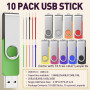 FEBNISCTE Clé USB 128MB - Lot de 10 Clés 2.0 Mémoire Sticks Rotatifs - Petite Capacité PenDrive Lecteur Flash Multicolore avec C