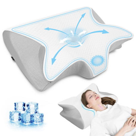 HOMCA Oreillers à Mémoire de Forme, 2 en 1 Oreiller Ergonomique pour la Nuque, Oreiller Cervical pour Les Dormeurs sur Le Côté, 