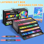 Lyuvie 220 Couleurs Feutre Acrylique,110 Pcs Acrylic Paint Marker Marqueur Peinture Acrylique Pointe Brush pour Roche Tissu Pier