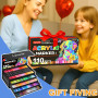 Lyuvie 220 Couleurs Feutre Acrylique,110 Pcs Acrylic Paint Marker Marqueur Peinture Acrylique Pointe Brush pour Roche Tissu Pier