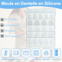 VEGCOO 6 Pièces Moule Forme Feuille, Moule Dentelle en Silicone, Silicone Tapis de Dentelle pour Chocolat, Fondant, Pâte à Sucre