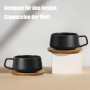 VETIN Lot de 4 Tasses à cappuccino avec soucoupe, tasse en marbre, 320 ml, en porcelaine, pour thé, café, cappuccino, tasses à c