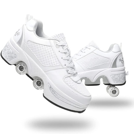 Chaussures à roulettes Unisexes Chaussures de Skate et Baskets 2 en 1 Qui se Transforment en Patins à roulettes Cadeau pour Enfa