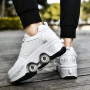 Chaussures à roulettes Unisexes Chaussures de Skate et Baskets 2 en 1 Qui se Transforment en Patins à roulettes Cadeau pour Enfa