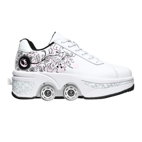Chaussures à roulettes Unisexes Chaussures de Skate et Baskets 2 en 1 Qui se Transforment en Patins à roulettes Cadeau pour Enfa