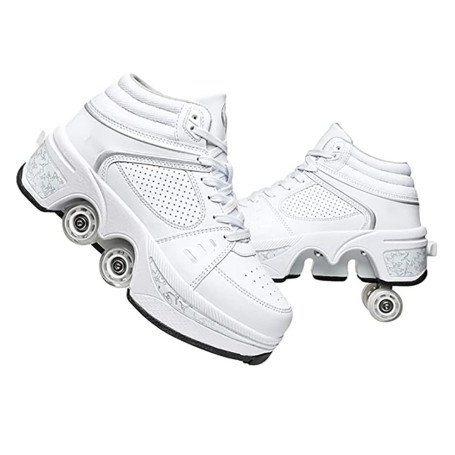 Chaussure Roller Fille Patin a Roulette Chaussures de Skateboard Rollers Quad avec 4 Roues, Basket Roller Enfant pour garçons et