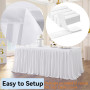 Blanche Polyester Jupe de Table Blanc Polyester Jupe de table Maille Moelleux Table de Plinthe pour la fête, mariage fête d'anni