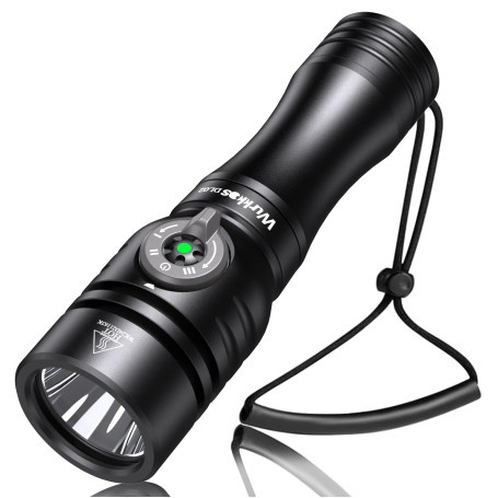 Wurkkos DL02 Lampe de Plongée, 3000 Lumen LED Lampe de poche Sous-marine Rechargeable, IPX8 étanche Lampe de plongée avec indica
