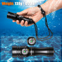 Wurkkos DL02 Lampe de Plongée, 3000 Lumen LED Lampe de poche Sous-marine Rechargeable, IPX8 étanche Lampe de plongée avec indica