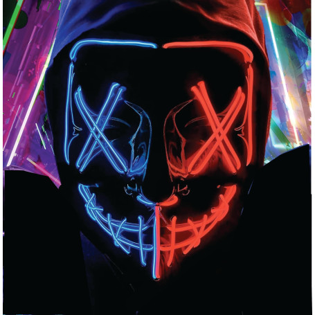 TK Gruppe Timo Klingler Masque d'horreur à LED - comme de Purge avec effets de lumière 3X, contrôlables, pour Halloween, Mardi G