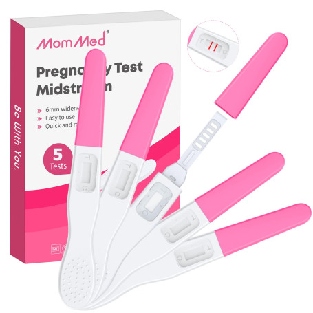 MOMMED Test de Grossesse, 5 X emballés individuellement HCG Test, sensibilité HCG de 25 mIU(25 Ng/L), Pregnancy Test, Détection 