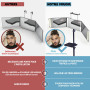 LIPFISBARBERSHOP.COM Miroir 360° avec Trépied, Crochets et Support Réglables : Miroir Pliable Compact 3 Faces avec 4 LED, Rechar
