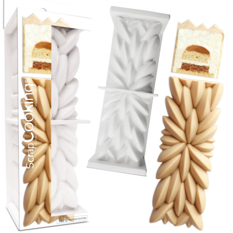 SCRAP COOKING - Moule à Bûche & Cake « Instant » - Moule Silicone 3D en Relief - 25 x 8 x 8 cm - Qualité Professionnelle - Moule