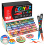Laconile 168 Couleurs Feutre Acrylique, Stylos Acryliques à Pointe Pinceau pour le Coloriage Adulte ，Acrylic Paint Markers pour 