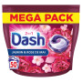 Dash 2en1 PODS Jasmin et Rose de Mai, 50 Lavages, Lessive Capsules 3-en-1, 3 Semaines de Fraîcheur avec Lenor, Notes Florales et
