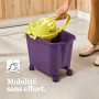 Mery | Ensemble Seau+vadrouille+bâton | Poubelle à roulettes Automatique Violet et Citron Vert, 14 L | Vadrouille absorbante en 