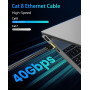 ARISKEEN Cat 8 Câble Ethernet 30M, Cat8 Tressé Plat Haut Débit (40Gbps 2000Mhz/s) Gigabit Rj45 STP Câble Blindé Internet Réseau 