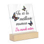 Putuo Decor Cadeau Maman Acrylique Rectangulaire – Tu ES La Meilleure Maman du Monde Entier, Message avec Papillons Colorés