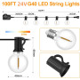 SUWIN Guirlande Guinguette Extérieur 30M, Guirlande Lumineuse Exterieure avec 50+2 G40 LED Ampoules IP45 Imperméable, Blanc Chau