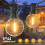 SUWIN Guirlande Guinguette Extérieur 30M, Guirlande Lumineuse Exterieure avec 50+2 G40 LED Ampoules IP45 Imperméable, Blanc Chau