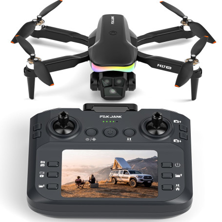 Drone avec 4K Caméra 1080pTélécommande par Écran,Lumière LED RVB FPV Quadricoptère pour Adultes Débutants,Mode Sans Tête Positio