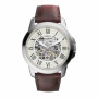 Fossil Montre pour Homme Grant, Mouvement Mécanique Automatique, Boîtier en Acier Inoxydable Argenté de 45 mm avec Bracelet en C