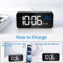 CHEREEKI Réveil Numérique, Horloge Numérique LED Reveil Matin Digital avec Température/Snooze/2 Alarme/12/24 Heure/Port de Recha