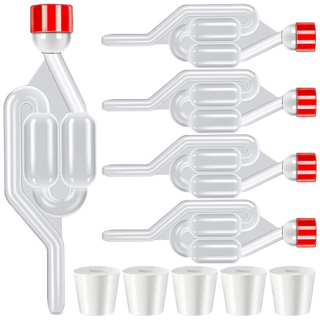 TTYSHIP® 5 Pièces Barboteur Fermentation, Airlock Fermentation en Plastique Transparent avec 5 Bonde de Fermentation pour Brasse