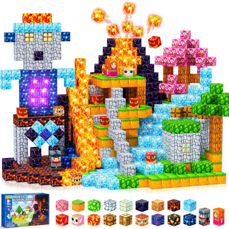 COOLJOYA Construction Magnetique Enfant Cube Magnétique 150 Pièces,Ensemble de Cubes de Construction Magnétiques, Jouet créatif 