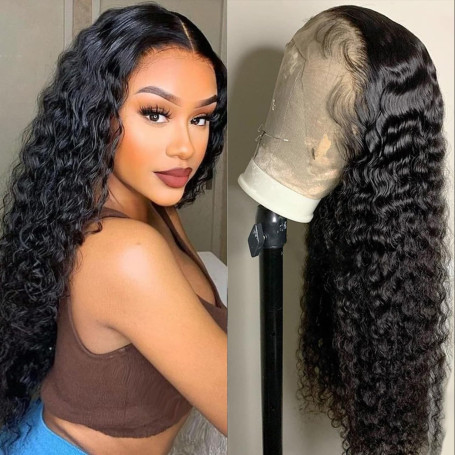 Perruque Cheveux Humain 13×4 Lace Wig Human Hair Deep Wave Perruque Femme Naturelle Brésilien Bouclée Bresilienne Cheveux Humain