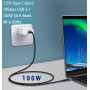 SUMPK Câble USB C à USB C court de 50 cm 2 paquets, 3.1 Gen 2 10 Gbps 100W 4K USB C câble de charge rapide pour la transmission 