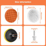 125mm Tampon de Polissage de Voiture, 16 PCS Kit Polissage Voiture, Pad Polissage Adaptateur de Perceuse et Tampons de Cire de L