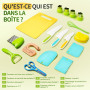 EURYUNG Kit Couteaux Sécurité de Cuisine pour Enfants - 17 Pièces Couteau Montessori Enfants pour Couper et Cuire des Fruits ou 