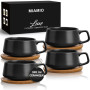 MIAMIO - 4 x 320 ml tasses à café/set de tasses et soucoupes/tasses à café en grès élégantes et modernes - Set Luxe collection 4