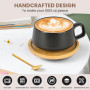 AOOTE Lot de 4 Tasses à Cappuccino avec soucoupe,320ml Ensemble Tasses à Expresso en Grès,set de tasses et soucoupes,tasses à ca