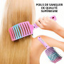 O³ Brosse Poil de Sanglier- 2 Brosses à Cheveux en Poils de sanglier- Démélant Cheveux 100% Naturel (Rose/Arc-en-Ciel)