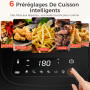 YASHE 4,2L Friteuse Sans Huile avec écran Tactile LED en Verre Trempé, 1500W 6 Menus Préréglés, Température & Minuterie Réglable