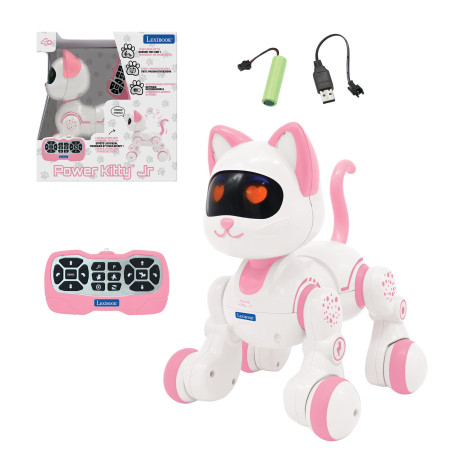 Lexibook, Power Kitty Jr., Chat Robot télécommandé à Dresser, Se dandine comme Un Vrai Chat, Yeux interactifs, Programmable STEM