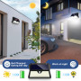 OUILA Lumiere Solaire Exterieur, 3 Modes Projecteur Avec Detecteur, 185 LED Spot, IP65 Eclairage Mural d'extérieur pour Jardin, 
