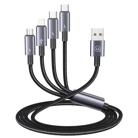 Pluggify Cable de Charge Multiple 4 en 1 Universel Nylon tressé Multi Chargeur Cable de Chargement avec iP/Micro USB / 2 Type C 
