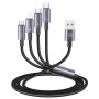 Pluggify Cable de Charge Multiple 4 en 1 Universel Nylon tressé Multi Chargeur Cable de Chargement avec iP/Micro USB / 2 Type C 