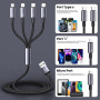 Pluggify Cable de Charge Multiple 4 en 1 Universel Nylon tressé Multi Chargeur Cable de Chargement avec iP/Micro USB / 2 Type C 