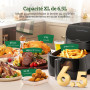 CHEFREE Air Fryer, 6.5L airfryer avec Sonde de Température, Écran Tactile LED et Vitre d'Observation, 7 Programmes pour une Cuis