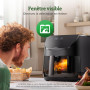 CHEFREE Air Fryer, 6.5L airfryer avec Sonde de Température, Écran Tactile LED et Vitre d'Observation, 7 Programmes pour une Cuis